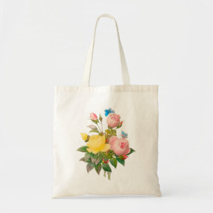 PixDezines Vintag Gelb/Rosa/Rose/Redoute Tragetasche