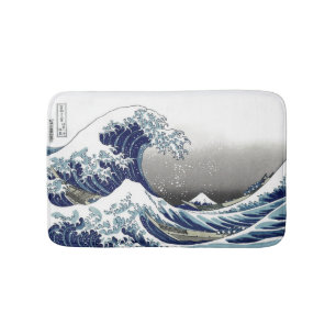 PixDezines Vintag, Great Wave, Hokusai 葛 飾 北 斎 の 神 Badematte