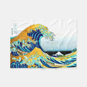 PixDezines Vintag, Große Welle, Hokusai 葛 飾 北 斎 の Fleecedecke