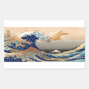 PixDezines Vintag, Große Welle, Hokusai 葛 飾 北 斎 の  Rechteckiger Aufkleber