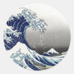 PixDezines Vintag, Große Welle, Hokusai 葛 飾 北 斎 の  Runder Aufkleber