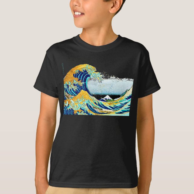 PixDezines Vintag, Große Welle, Hokusai 葛 飾 北 斎 の  T-Shirt (Vorderseite)