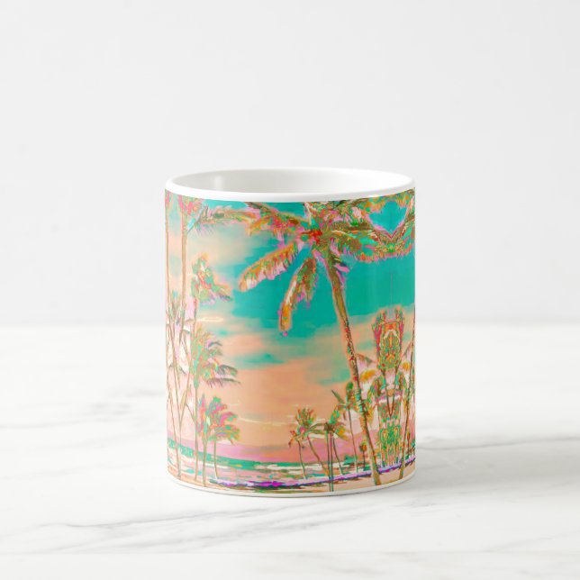 PixDezines Vintag Hawaiian Beach/Aquamarin Tasse (Mittel)