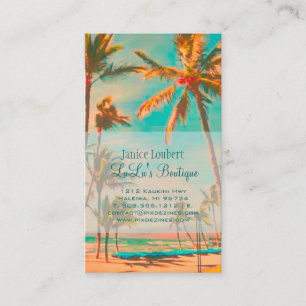 PixDezines Vintag Hawaiian Beach Scene Visitenkarte