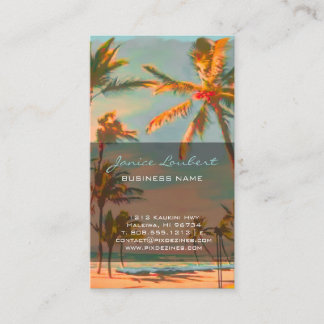 PixDezines Vintag Hawaiian Beach Scene Visitenkarte