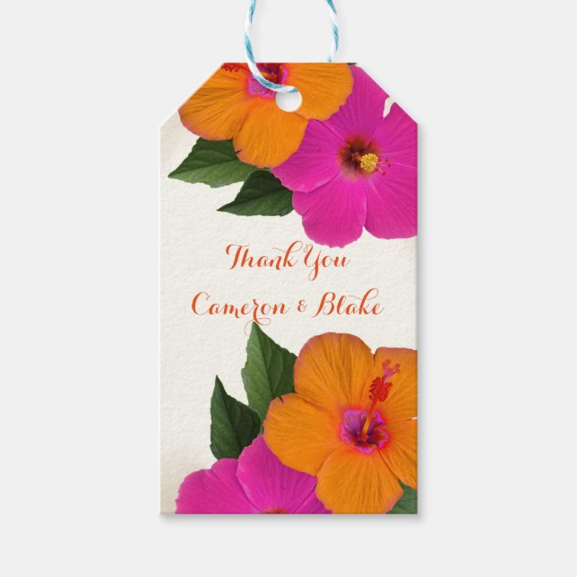 PixDezines Vintag/Hibiskus/ Geschenkanhänger (Vorderseite)