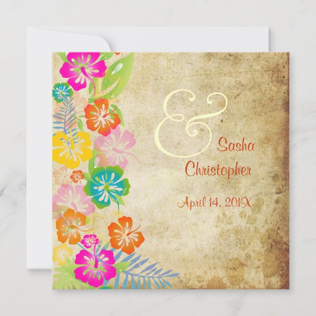 PixDezines Vintag/leis/luau/Hibiskus Einladung (Vorderseite)