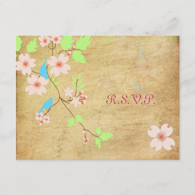 PixDezines Vintag Love Birds UAWG Postkarten (Vorderseite)