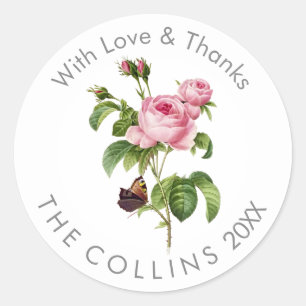 PixDezines Vintag Pink Roses Danke Stickers