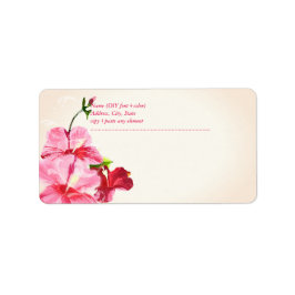 PixDezines Vintag Rosa Hibiskus/Imitate Parchment Adressaufkleber