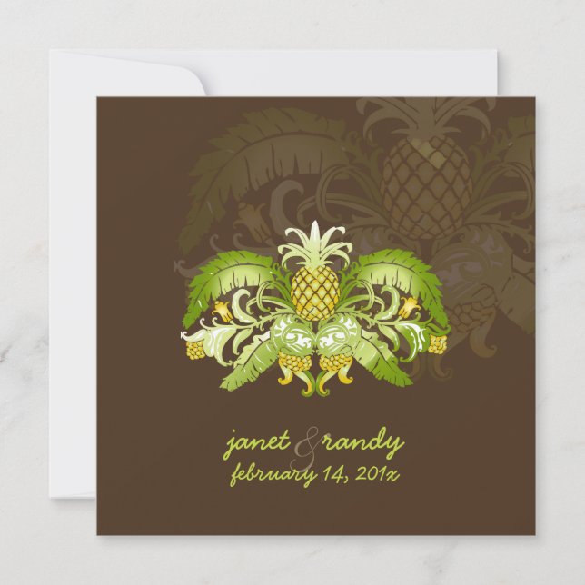 PixDezines Vintage Ananas Einladung (Vorderseite)