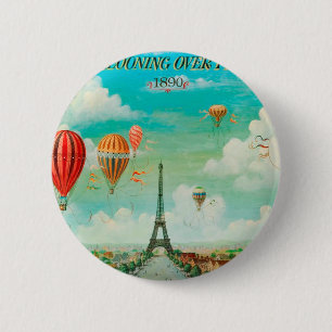 PixDezines Vintage Ballons/Eiffel/Paris Button