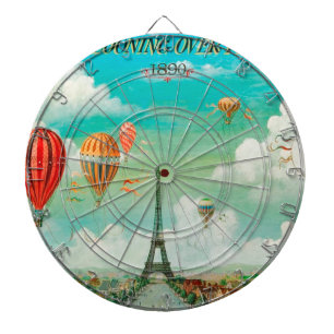 PixDezines Vintage Ballons/Eiffel/Paris Dartscheibe