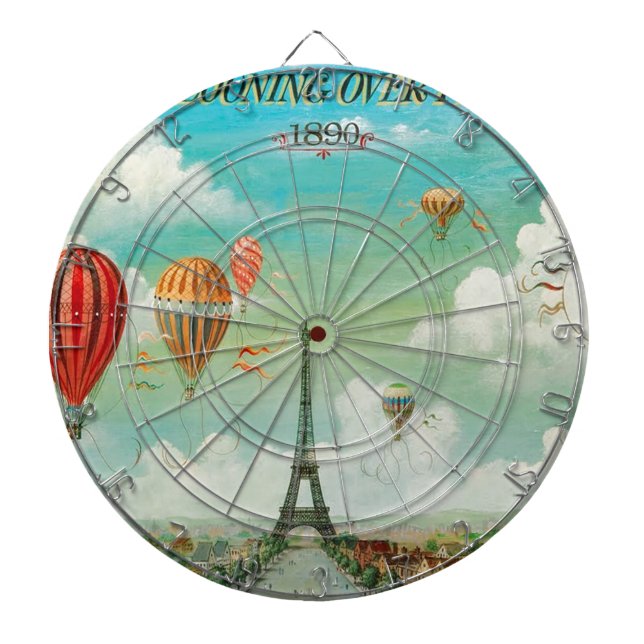 PixDezines Vintage Ballons/Eiffel/Paris Dartscheibe (vorne)