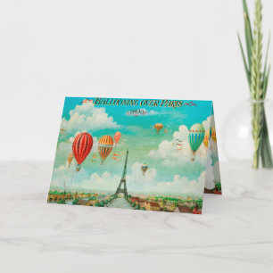 PixDezines Vintage Ballons/Eiffel/Paris Karte