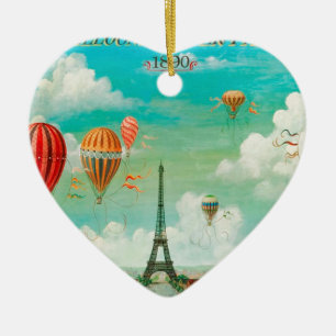 PixDezines Vintage Ballons/Eiffel/Paris Keramik Ornament