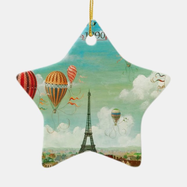 PixDezines Vintage Ballons/Eiffel/Paris Keramik Ornament (Vorne)