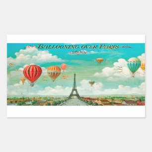 PixDezines Vintage Ballons/Eiffel/Paris Rechteckiger Aufkleber