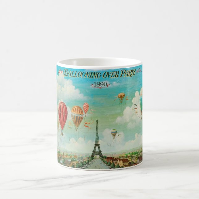 PixDezines Vintage Ballons/Eiffel/Paris Tasse (Mittel)