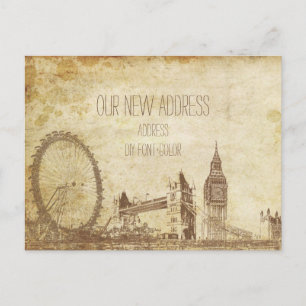 PixDezines/vintage bewegend/london/skizziert Ankündigungspostkarte