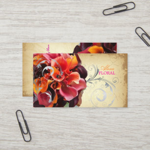 PixDezines vintage Blumenstrauß, Floristen/DIY Far Visitenkarte