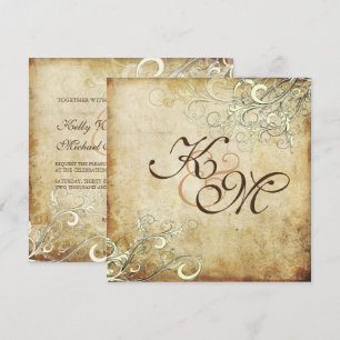 PixDezines VINTAGE CREAM SWIRLS/FAUX-PERGAMENT Einladung