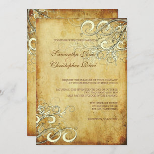 PixDezines VINTAGE CREAM-WIRBEL WEDING INVITATION Einladung