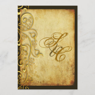 PixDezines VINTAGE FALSCHGOLD-FILIGRAN-DIY-RAHMEN Einladung