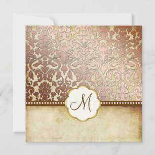 PixDezines vintage Flora-Damaskus-Monogramm Einladung