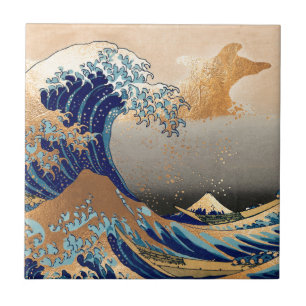PixDezines Vintage Great Wave Hokusai 葛飾北斎の神奈川沖浪 Fliese