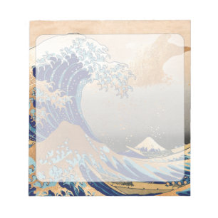 PixDezines Vintage Great Wave Hokusai 葛飾北斎の神奈川沖浪 Notizblock