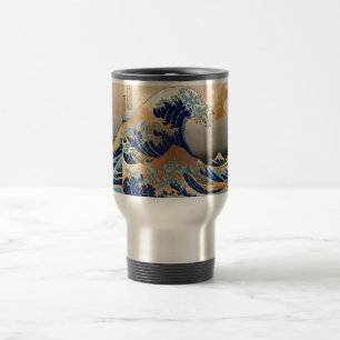 PixDezines Vintage Great Wave Hokusai 葛飾北斎の神奈川沖浪 Reisebecher