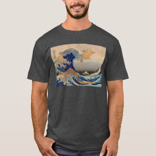 PixDezines Vintage Great Wave Hokusai 葛飾北斎の神奈川沖浪 T-Shirt