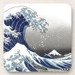 PixDezines Vintage, Große Welle, Hokusai 葛飾北斎の神奈川沖 Getränkeuntersetzer