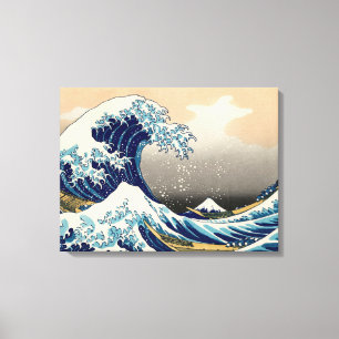 PixDezines Vintage, Große Welle, Hokusai 葛飾北斎の神奈川沖 Leinwanddruck