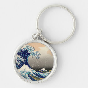 PixDezines Vintage, Große Welle, Hokusai 葛飾北斎の神奈川沖 Schlüsselanhänger
