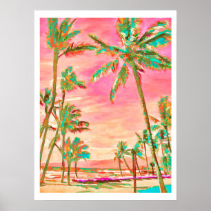PixDezines Vintage Hawaiian Strand/Persimmon Poster