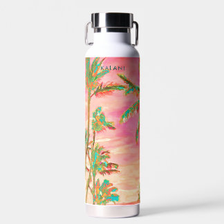 PixDezines Vintage Hawaiian Strand/Rosa/Türkis Trinkflasche