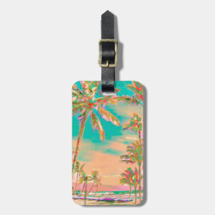 PixDezines vintage hawaiianische Strandszene/blaug Gepäckanhänger
