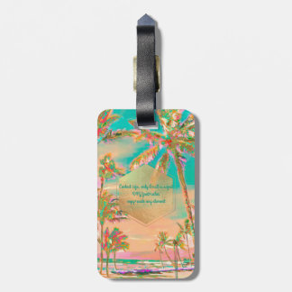PixDezines vintage hawaiianische Strandszene/teal Gepäckanhänger