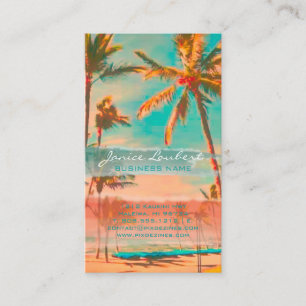 PixDezines vintage hawaiianische Strandszene/teal Visitenkarte