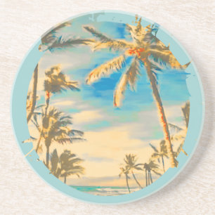 PixDezines Vintage hawaiische Strand-Szene Getränkeuntersetzer