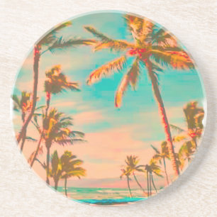PixDezines Vintage hawaiische Strand-Szene Sandstein Untersetzer