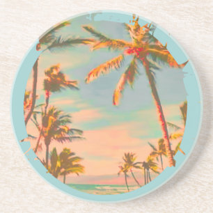 PixDezines Vintage hawaiische Strand-Szene Sandstein Untersetzer