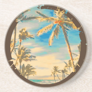 PixDezines Vintage hawaiische Strand-Szene Untersetzer