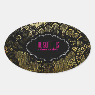 PixDezines Vintage Imitate Spitzen-/ DIY-Hintergru Ovaler Aufkleber