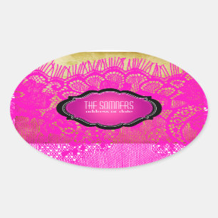 PixDezines Vintage Imitate Spitzen-/ DIY-Hintergru Ovaler Aufkleber