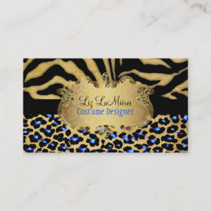 PixDezines VINTAGE LEOPARD+ZEBRA+FAUX+GOLD+LABEL Visitenkarte