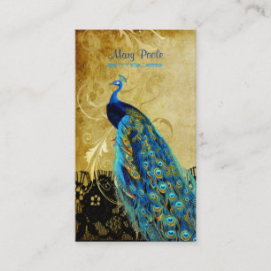 PixDezines Vintage lila Pfau+Spitzen/Schriftart Visitenkarte