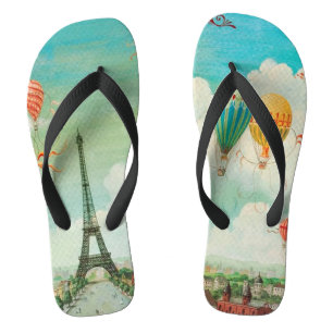 PixDezines vintage Luftballons/eiffel/paris Flip Flops